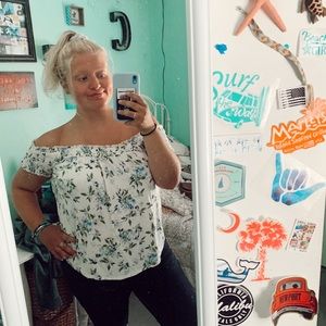 American Eagle Smocked Off The Shoulder Top